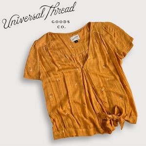 Yellow floral Universal Thread wrap shirt